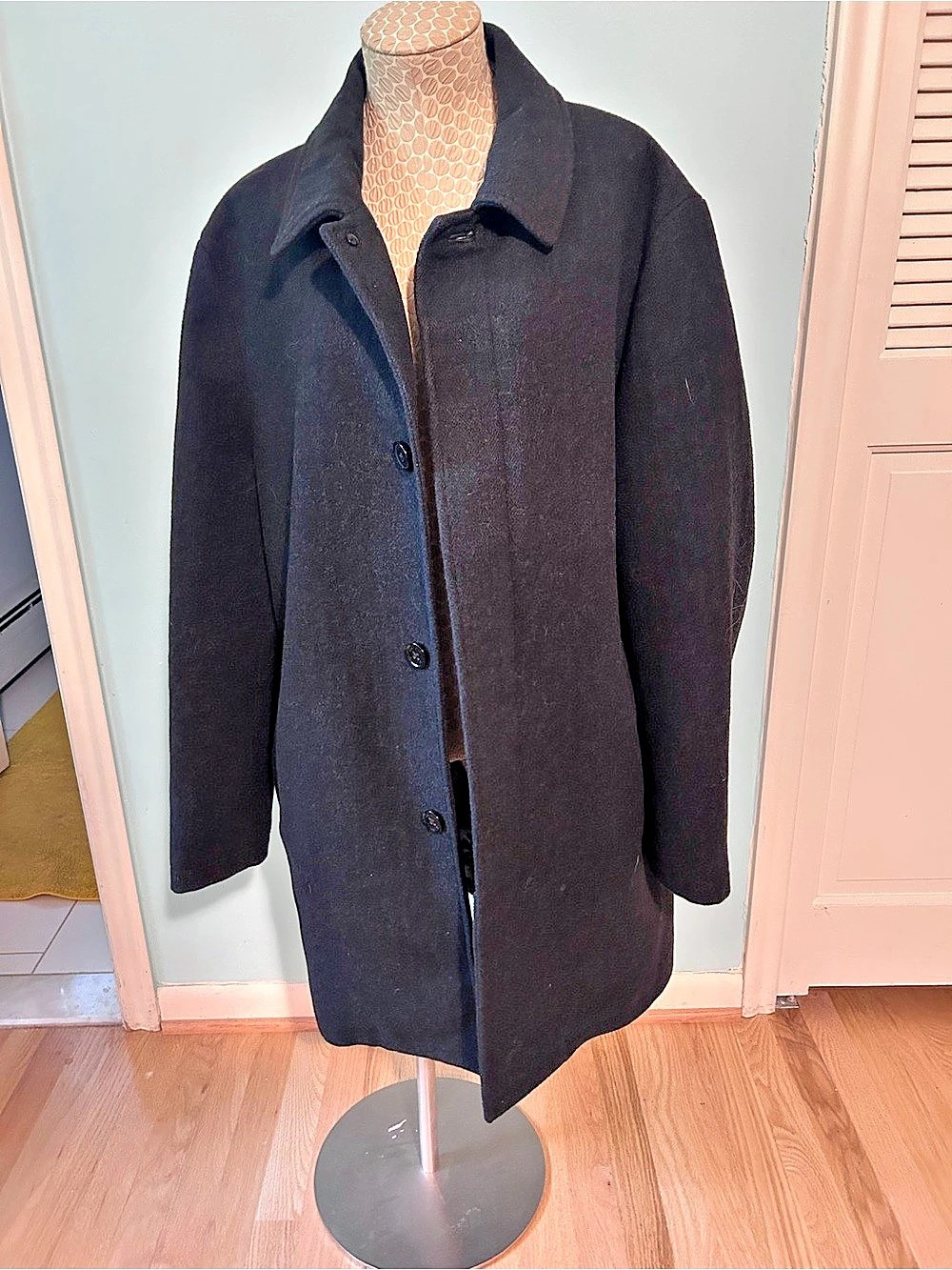 Cole Haan Wool Pea Coat in Black Size Large
